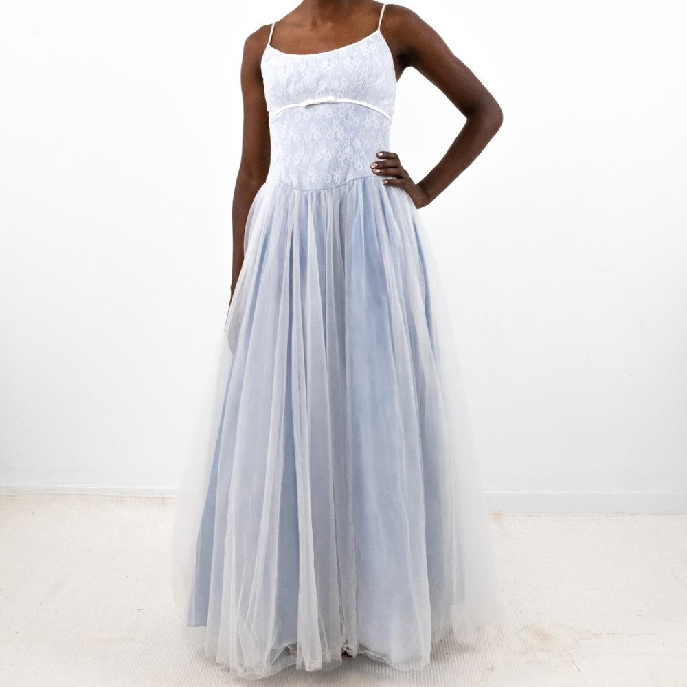 Vintage 90s 2 Cinderella Ball Gown Dress Blue